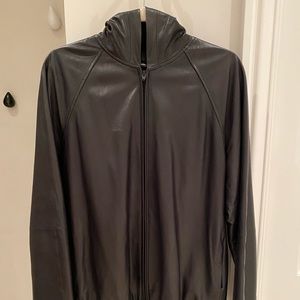 Alexander Wang Black Lambskin Leather Hoodie